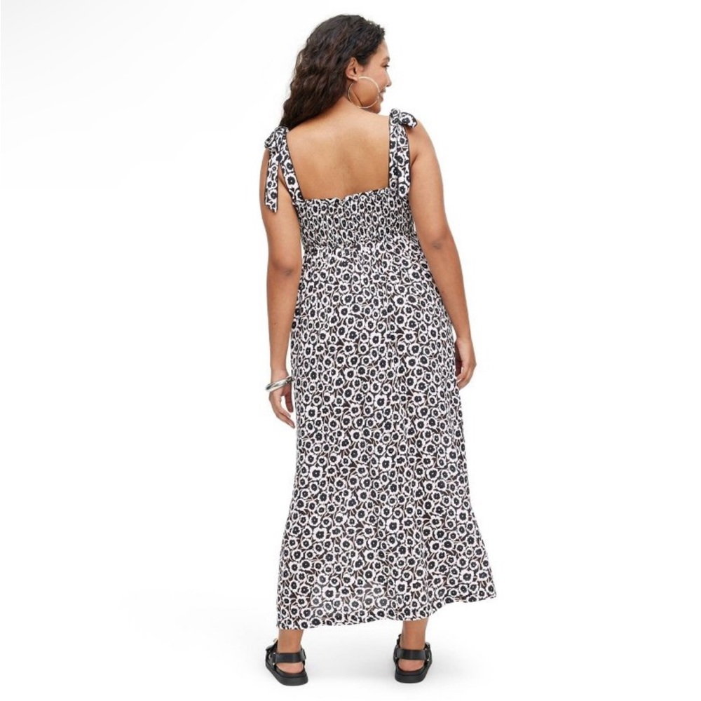 Women's Smocked Tie Strap Neutral Poppy Midi Dress - DVF for Target S
